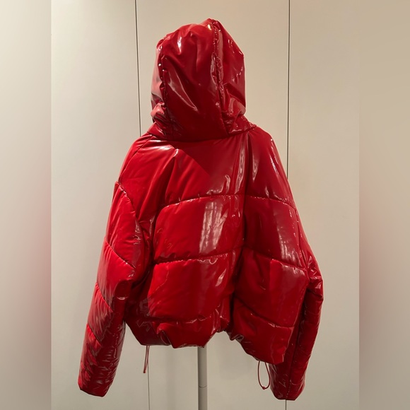 New with tags Ivy park adidas by Beyoncé red faux latex puffer. Large. - Picture 16 of 16
